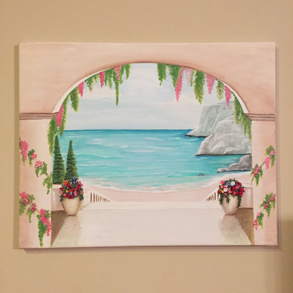 Sold. Original painting w/ ribbon embroidery.